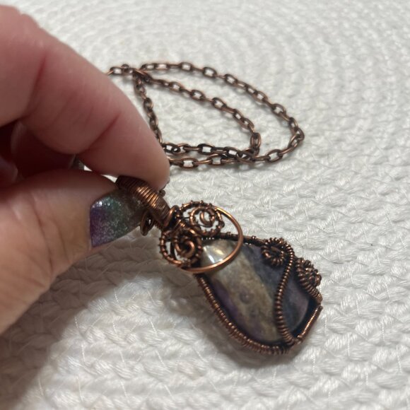 Gorgeous CHAROITE Handmade COPPER WIRE-WRAPPED Pendant/Chain #199D - Picture 3 of 3